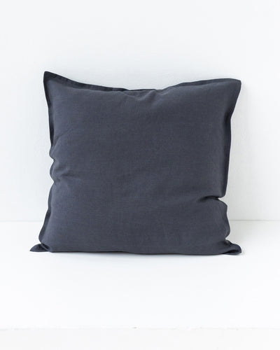 Deco Pillow Cover With Buttons in charcoal gray | MagicLinen