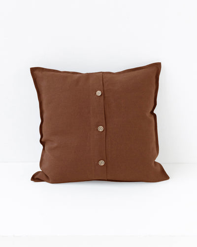 Pillow cover with buttons in Chocolate brown