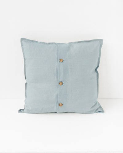 Deco Pillow Cover With Buttons in Dusty blue | MagicLinen