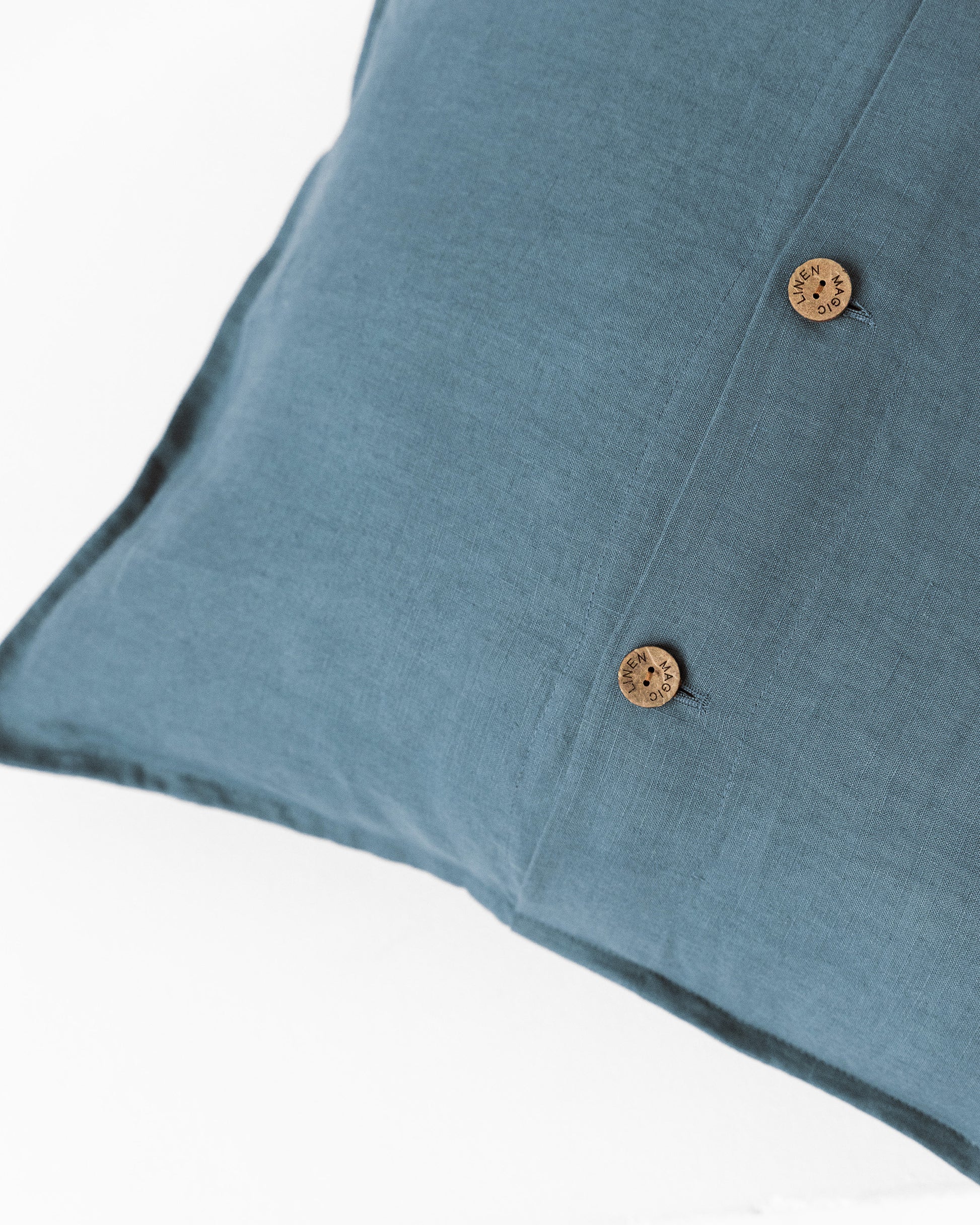 Deco Pillow Cover With Buttons in Gray blue | MagicLinen