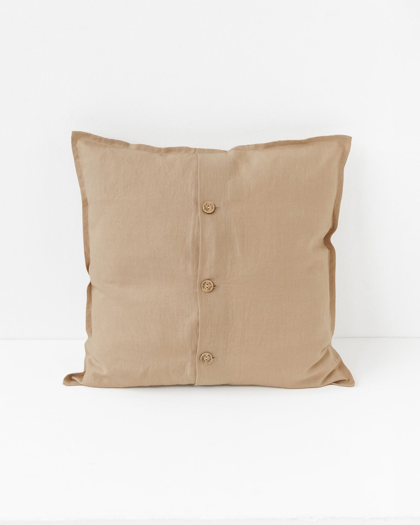 Deco Pillow Cover With Buttons in Latte | MagicLinen