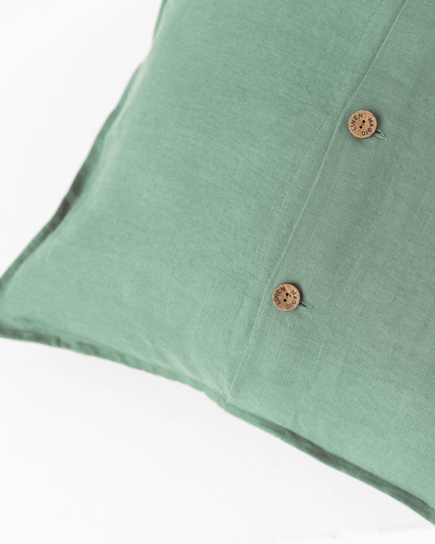 Deco Pillow Cover With Buttons in Matcha green | MagicLinen