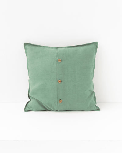 Deco Pillow Cover With Buttons in Matcha green | MagicLinen