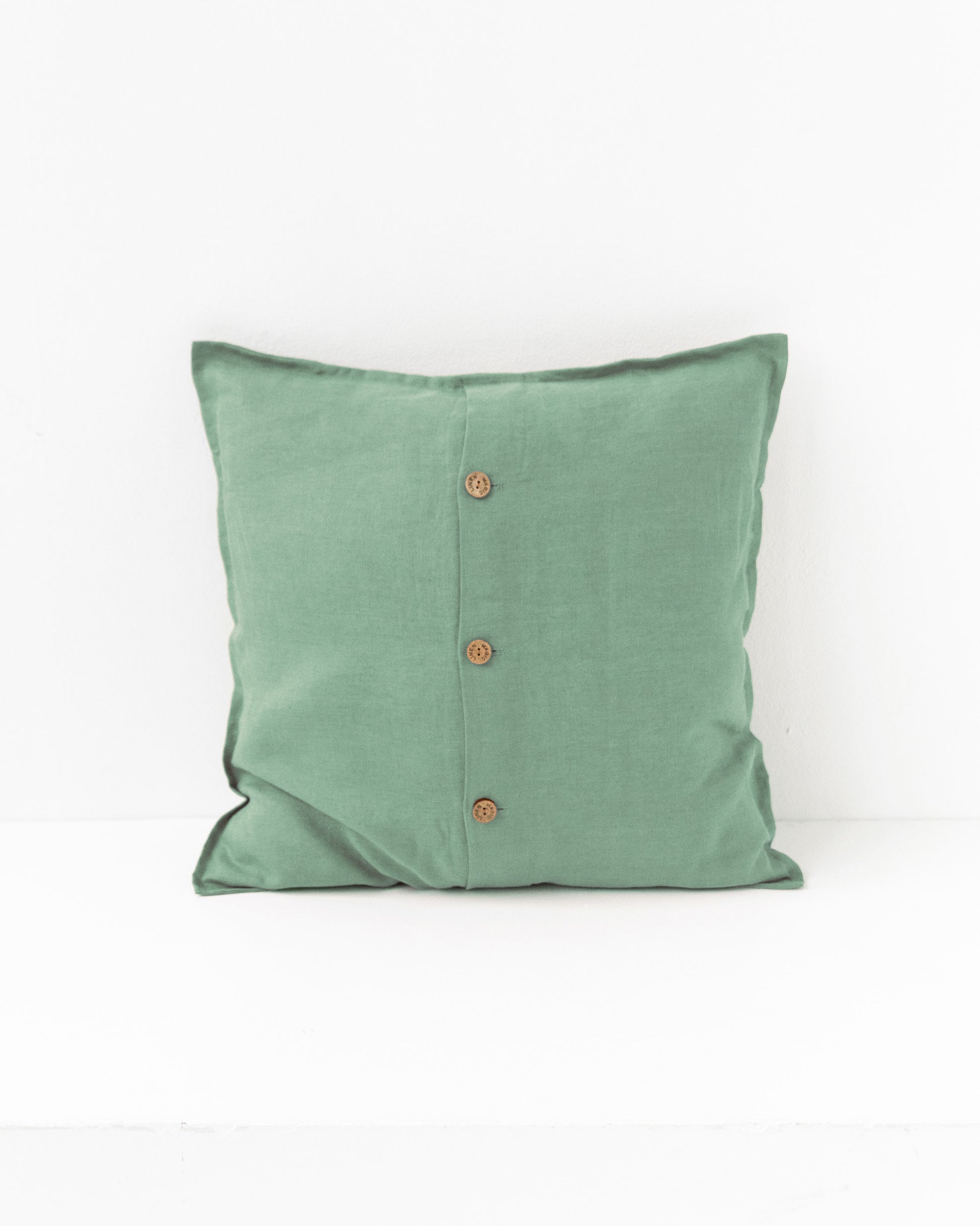 Deco Pillow Cover With Buttons in Matcha green | MagicLinen