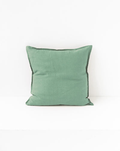 Deco Pillow Cover With Buttons in Matcha green | MagicLinen