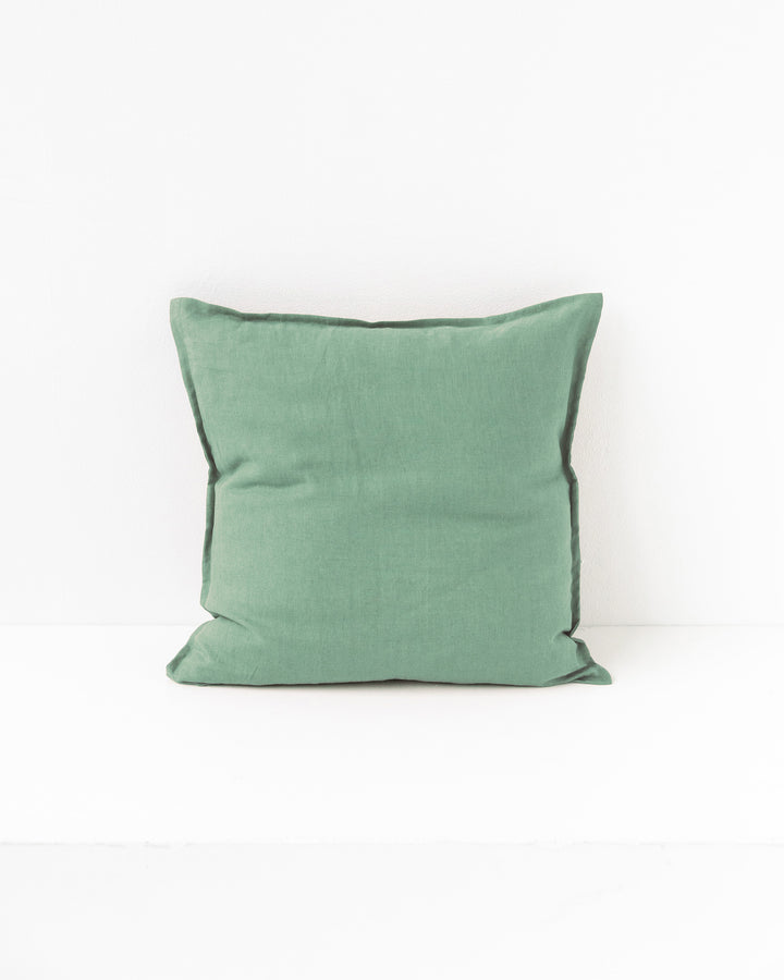 Deco Pillow Cover With Buttons in Matcha green | MagicLinen