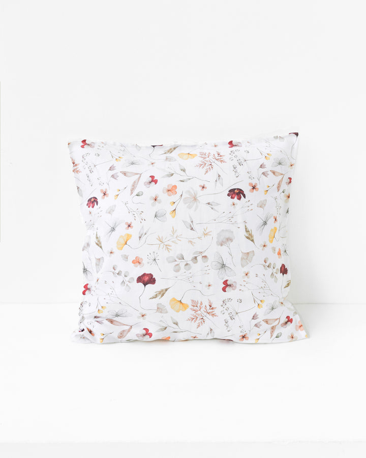 Deco Pillow Cover With Buttons in Meadow Print | MagicLinen