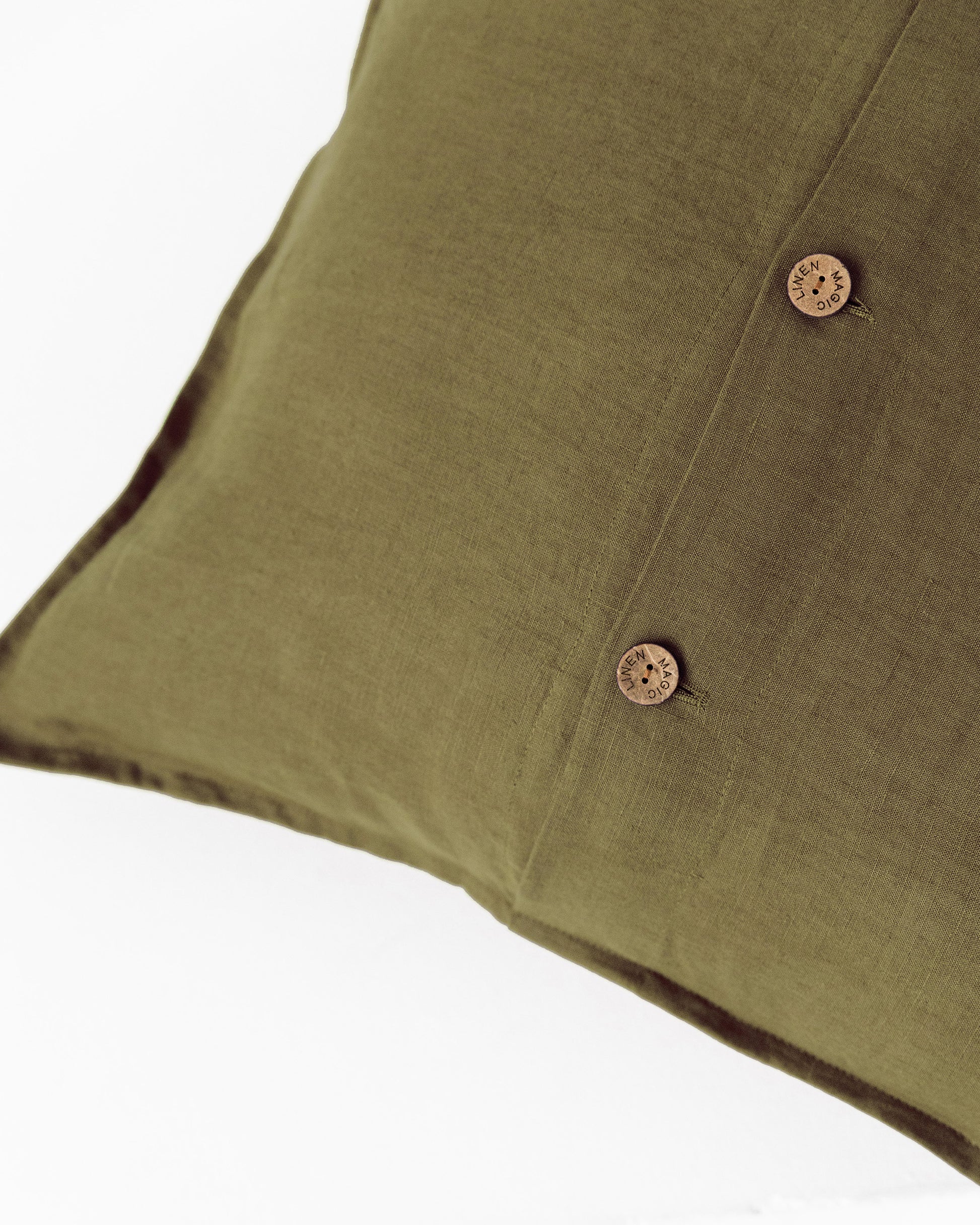 Deco Pillow Cover With Buttons in Olive green | MagicLinen