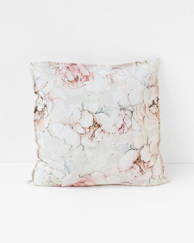 Deco Pillow Cover With Buttons in Pastel peonies Print | MagicLinen