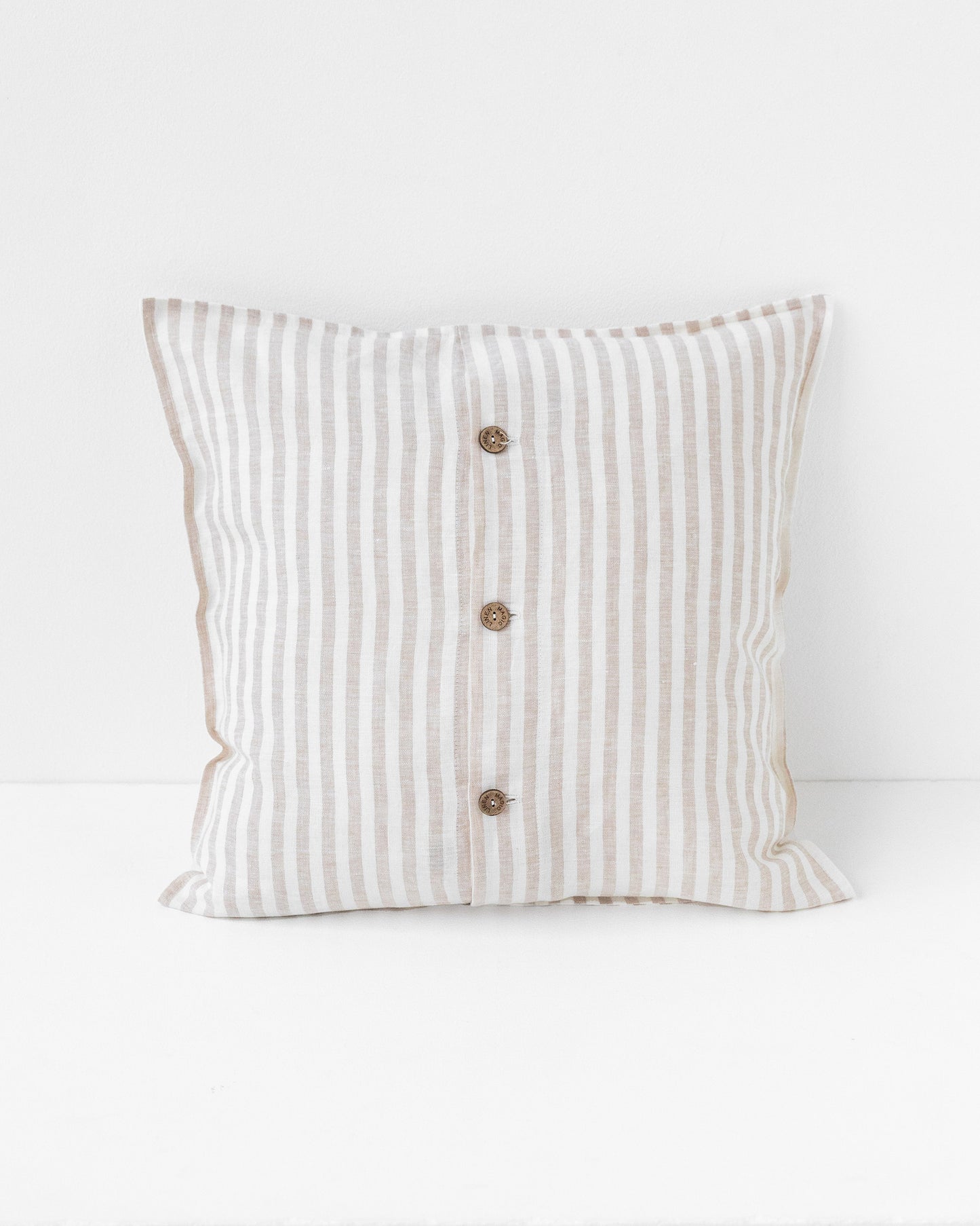 Deco Pillow Cover With Buttons in Striped in natural color | MagicLinen