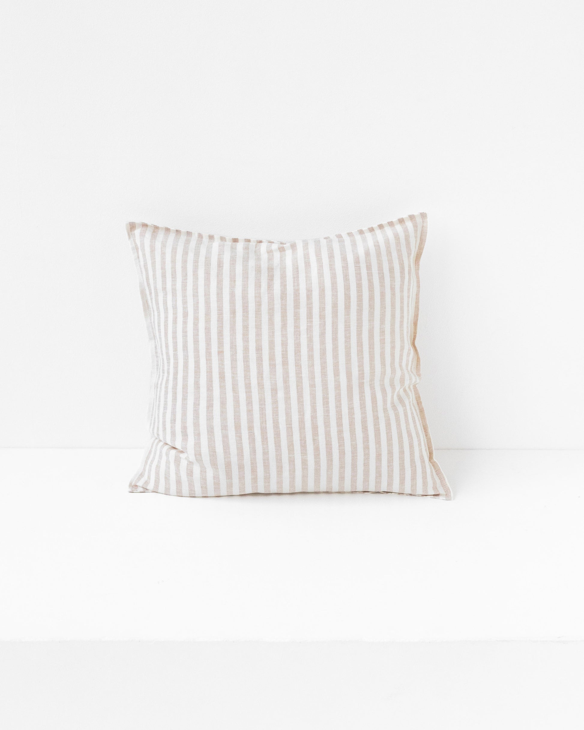 Deco Pillow Cover With Buttons in Striped in natural color | MagicLinen