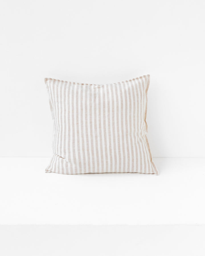 Deco Pillow Cover With Buttons in Striped in natural color | MagicLinen