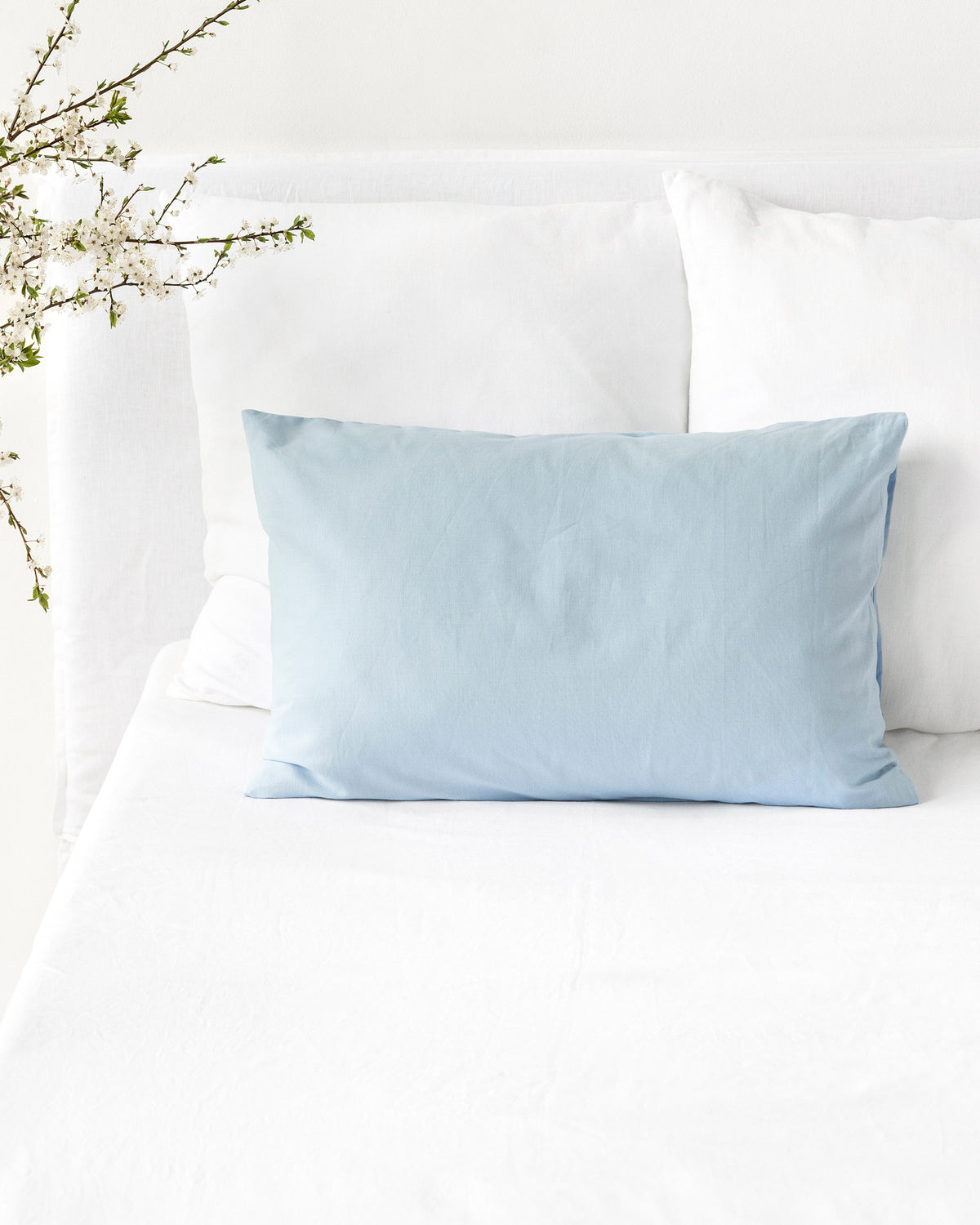 Sky blue linen cotton pillowcase