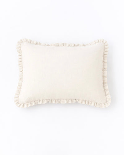 Ruffle trim linen pillowcase in Ivory