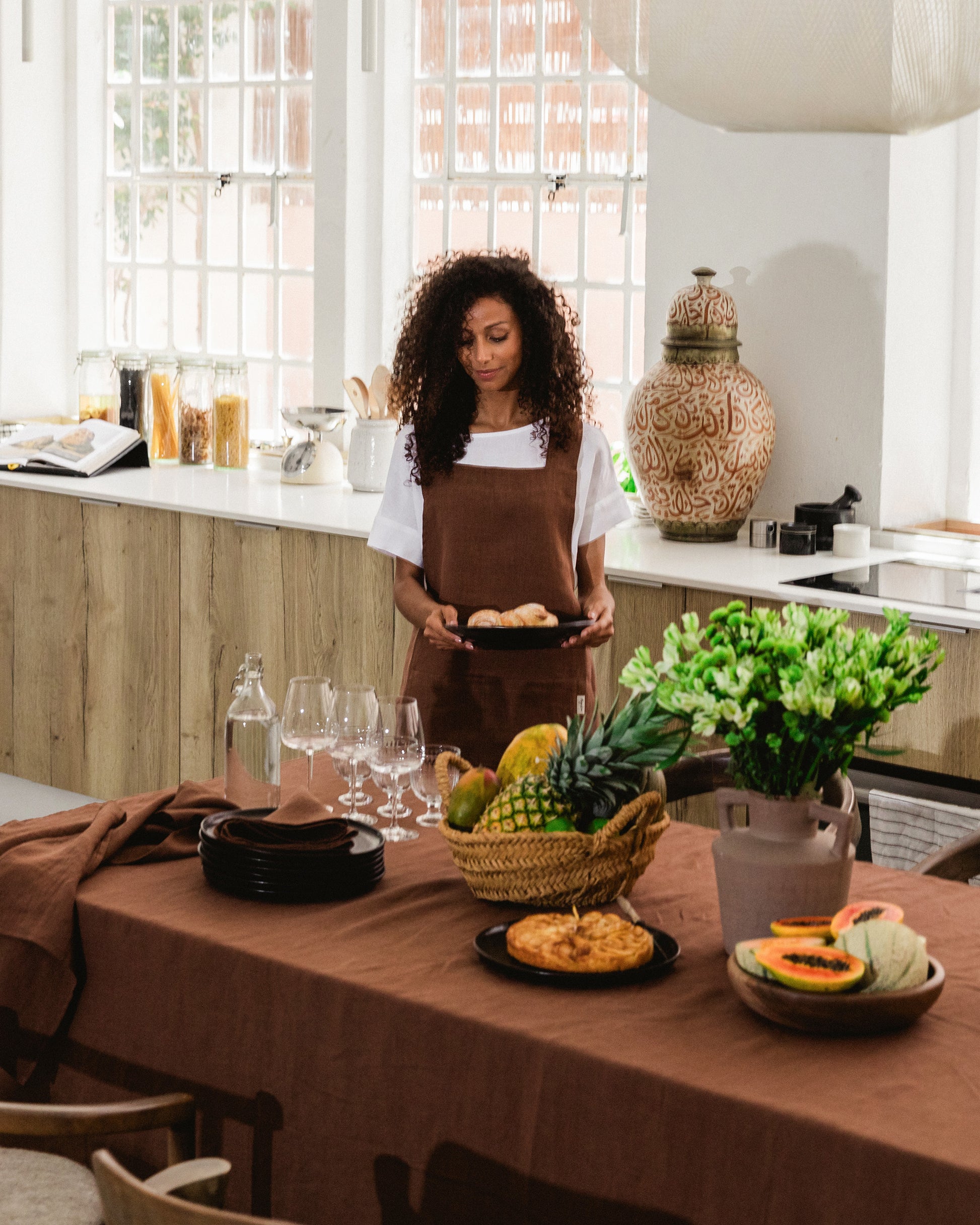 Chocolate brown Linen Napkin Set of 2 | MagicLinen