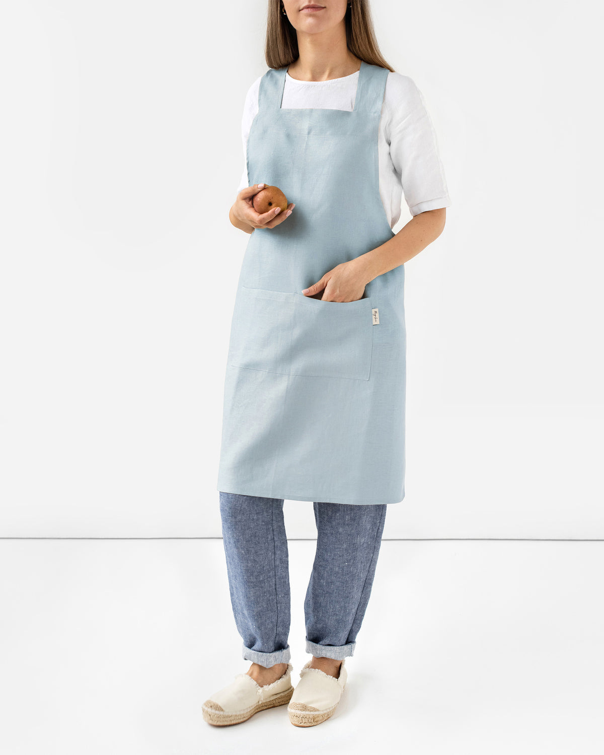 Pinafore cross back linen apron Dusty