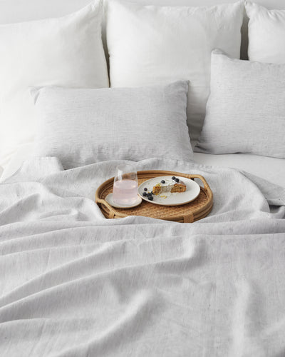 Pinstripe black linen flat sheet
