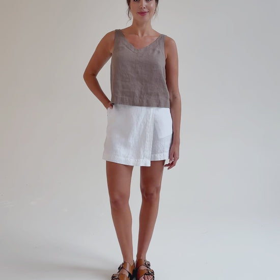 Linen Skort ANGUILLA in White | MagicLinen