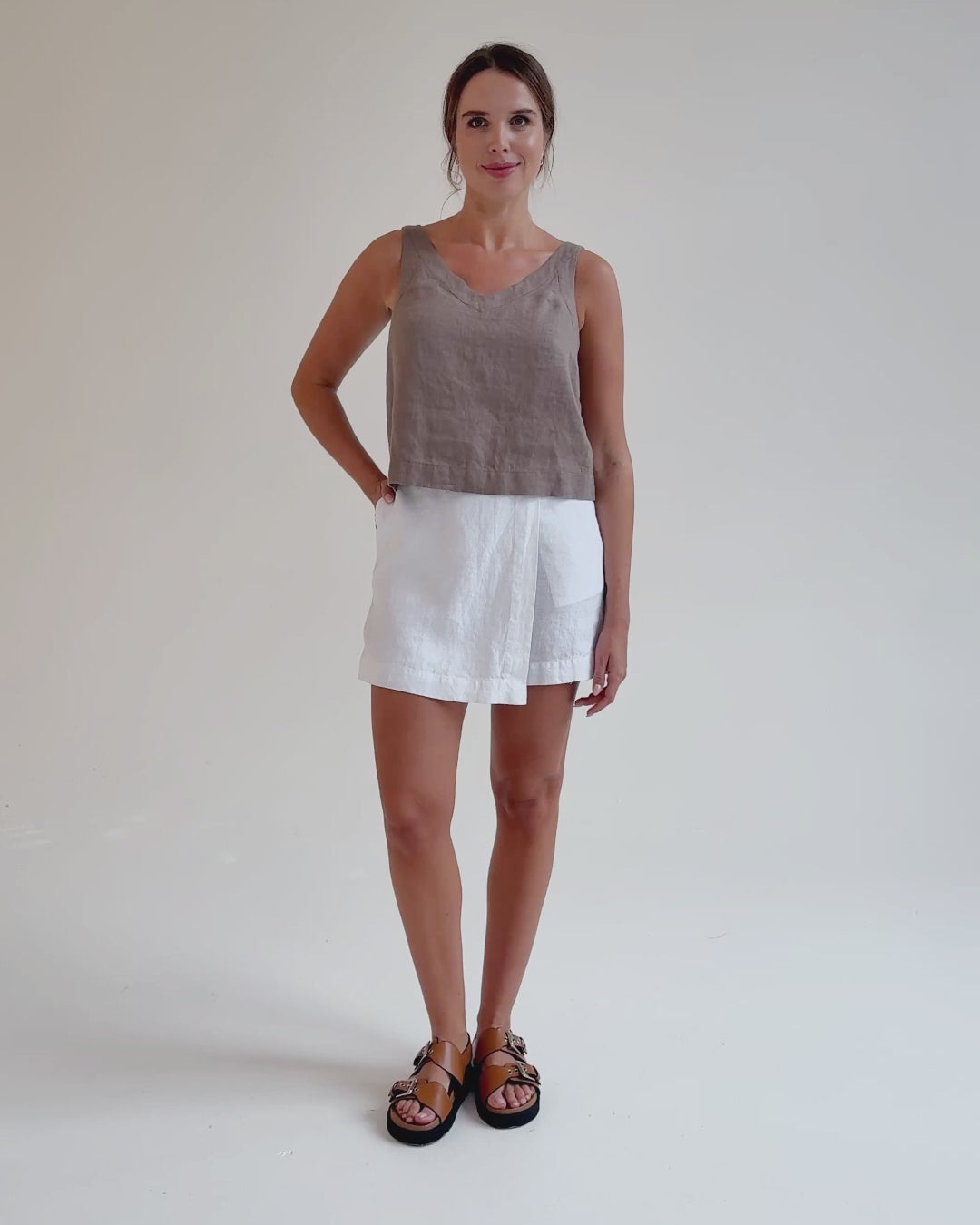 Linen Skort ANGUILLA in White | MagicLinen