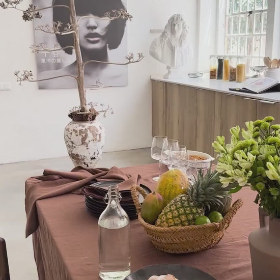 Chocolate brown Linen Tablecloth | MagicLinen