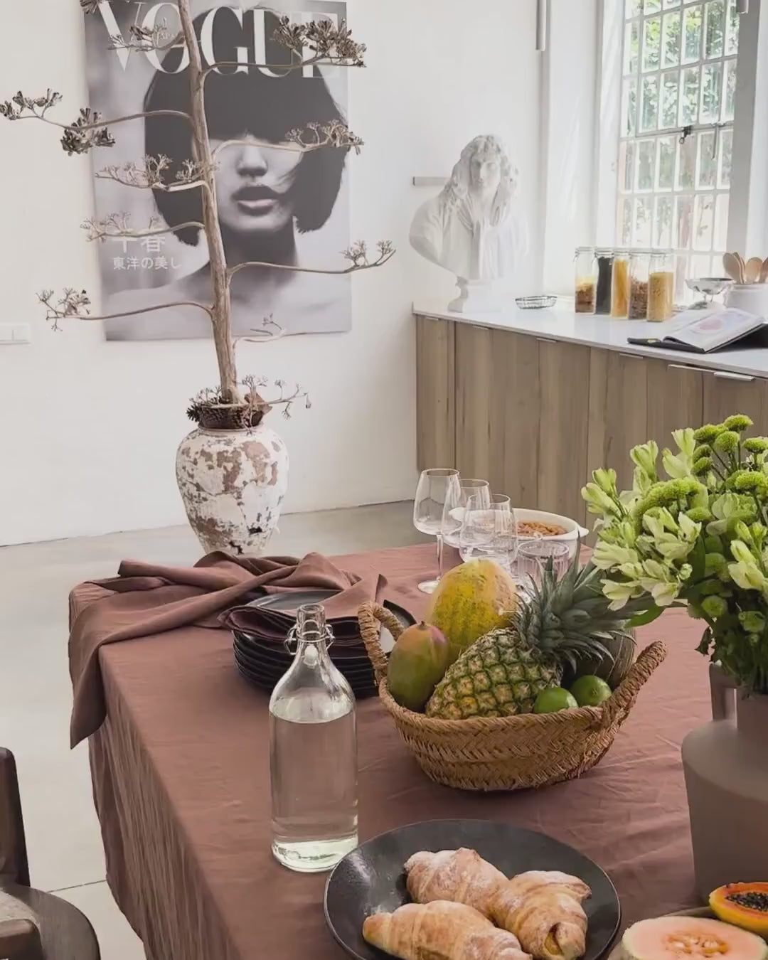 Chocolate brown Linen Tablecloth | MagicLinen