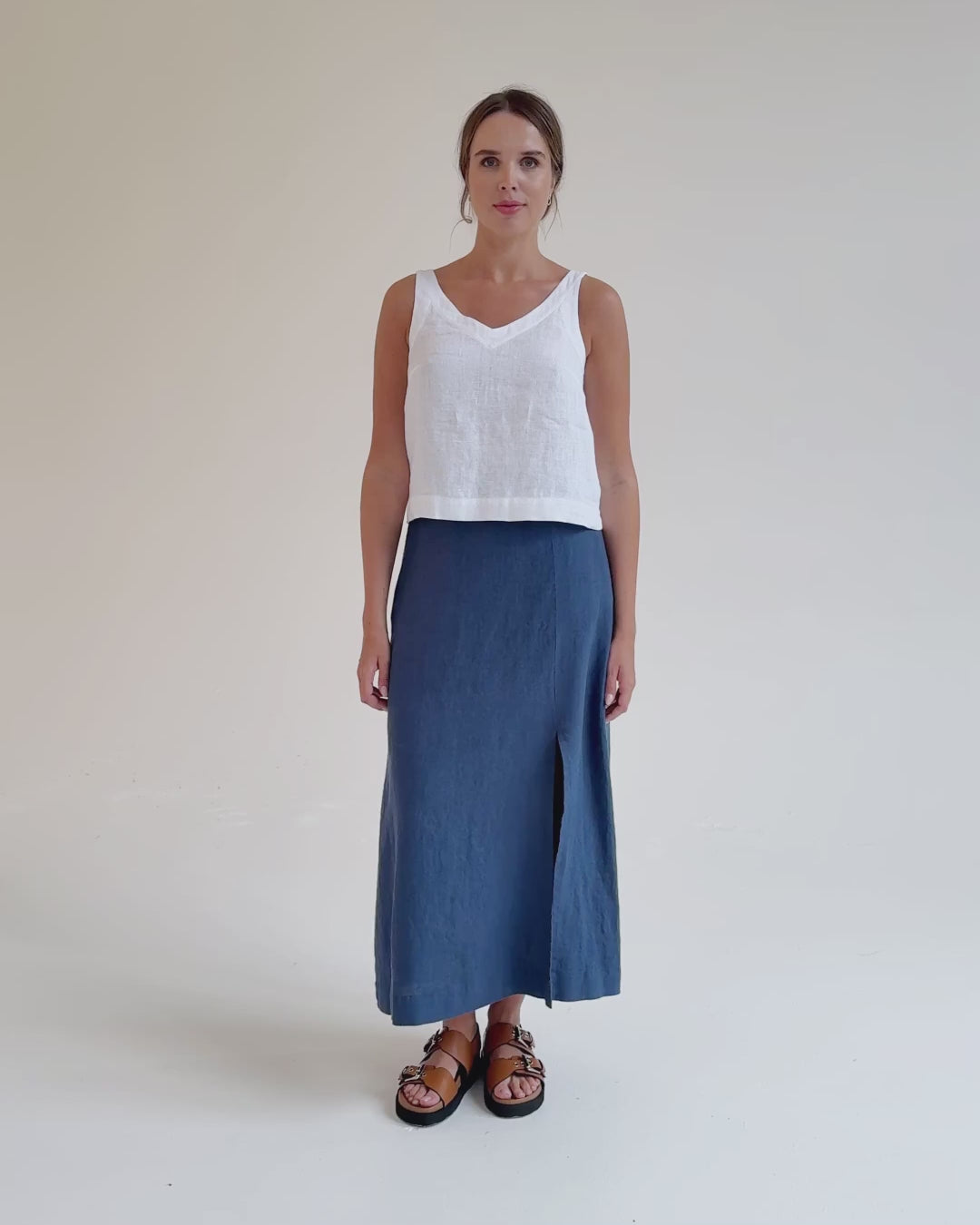 Maxi Linen Skirt SENTOSA in Deep navy blue