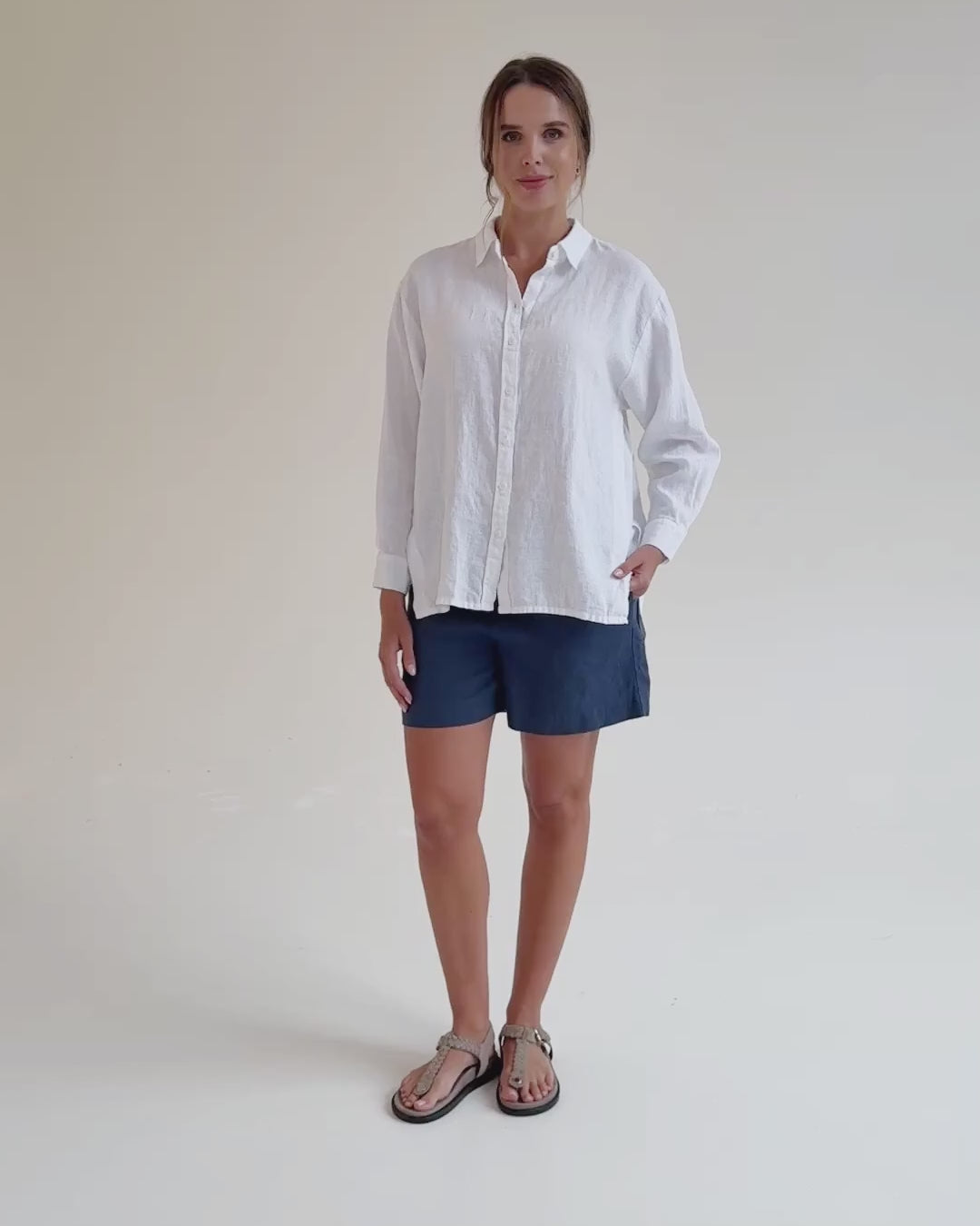Long-Sleeve Linen Shirt ISLAY in White | MagicLinen