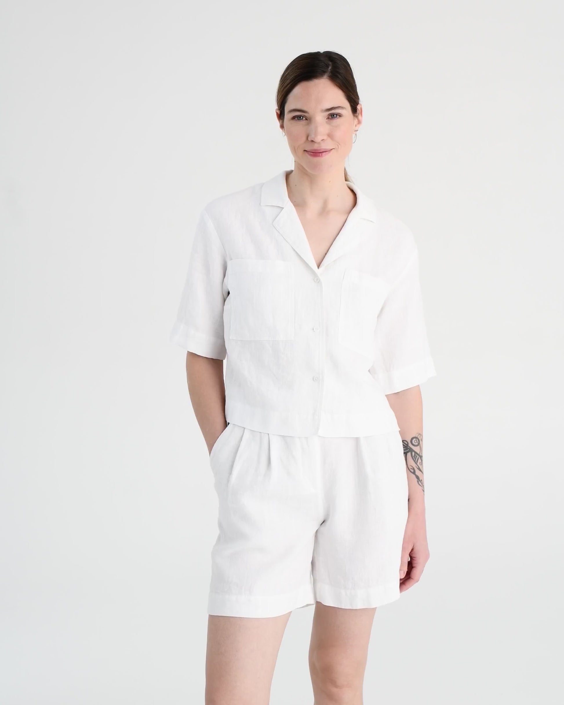 Linen camp shirt ORVIETO in White - MagicLinen