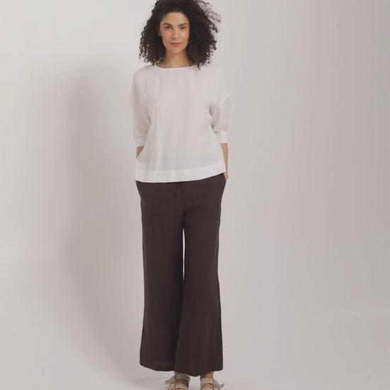 MagicLinen white Linen Top AMSTERDAM with relaxed A-line silhouette  