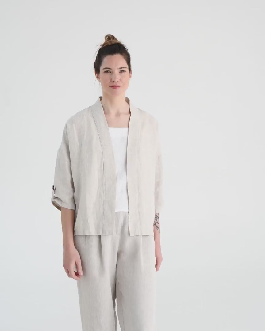 Linen kimono jacket BANOS in Various colors - MagicLinen modelBoxOn