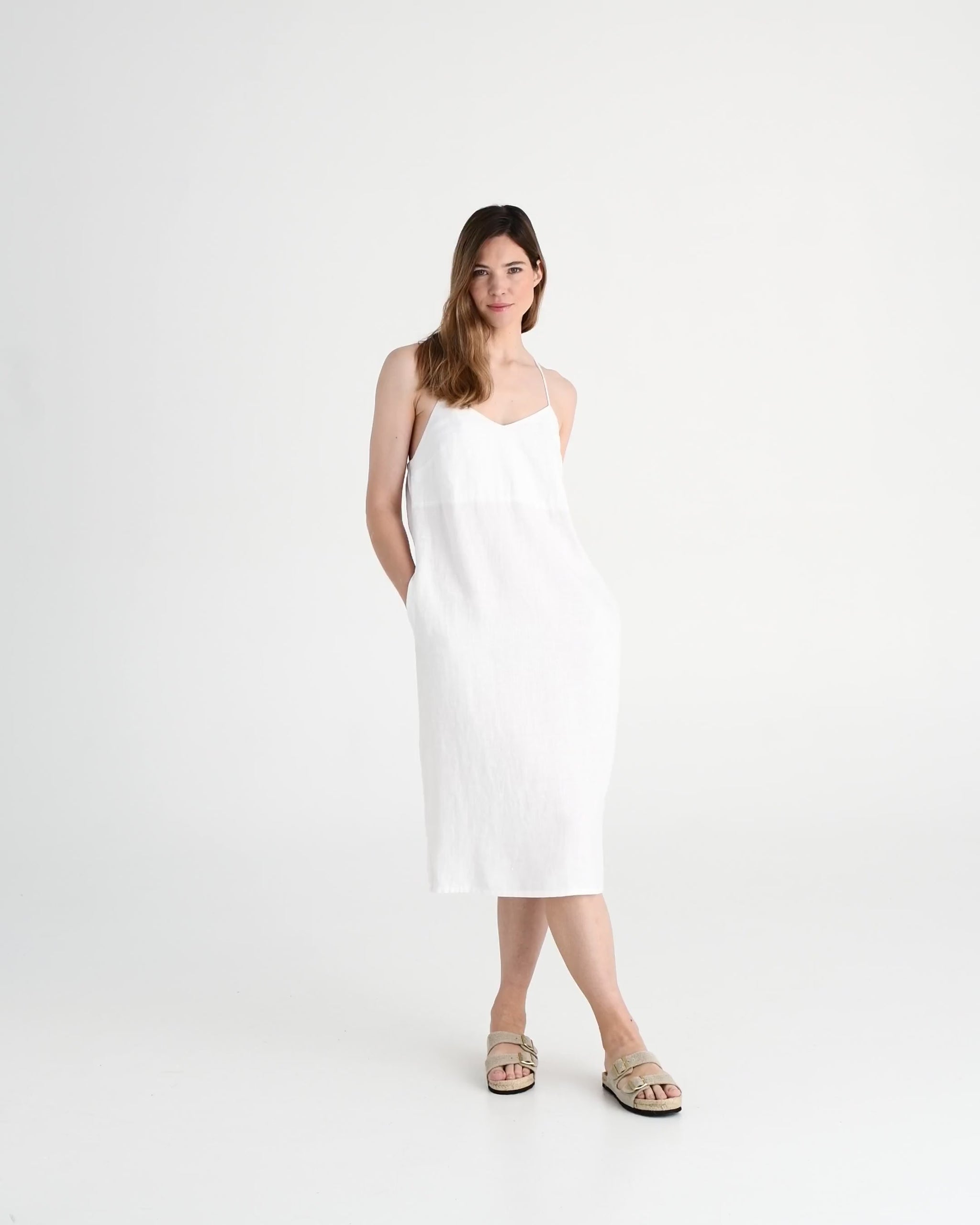 Slip linen dress MARFA in White - MagicLinen