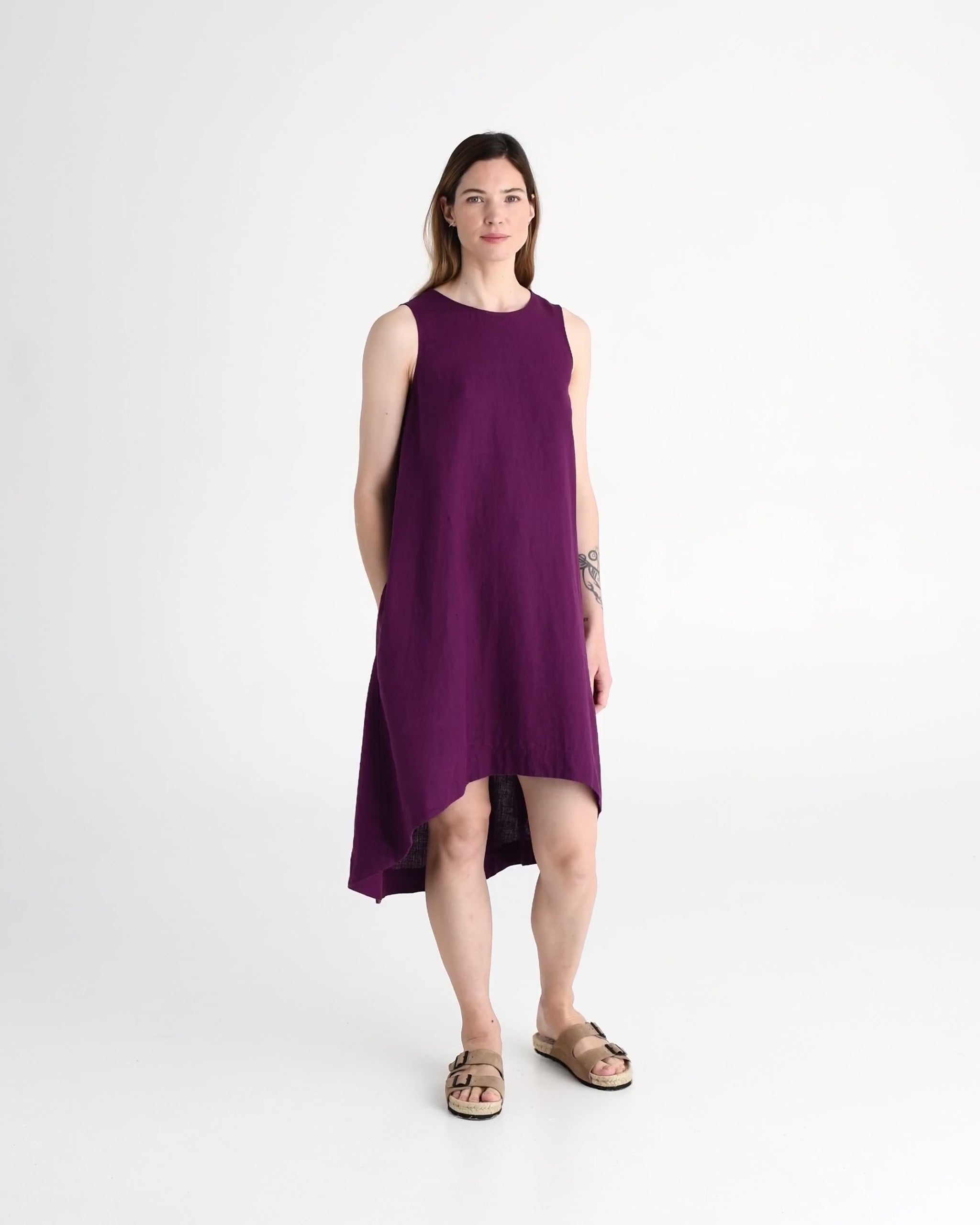 Royal TOSCANA linen dress in Royal purple - MagicLinen