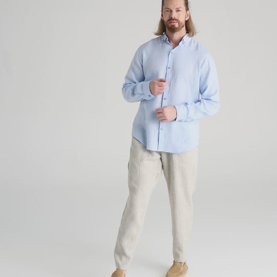 Men's linen shirt NEVADA in Sky blue - MagicLinen