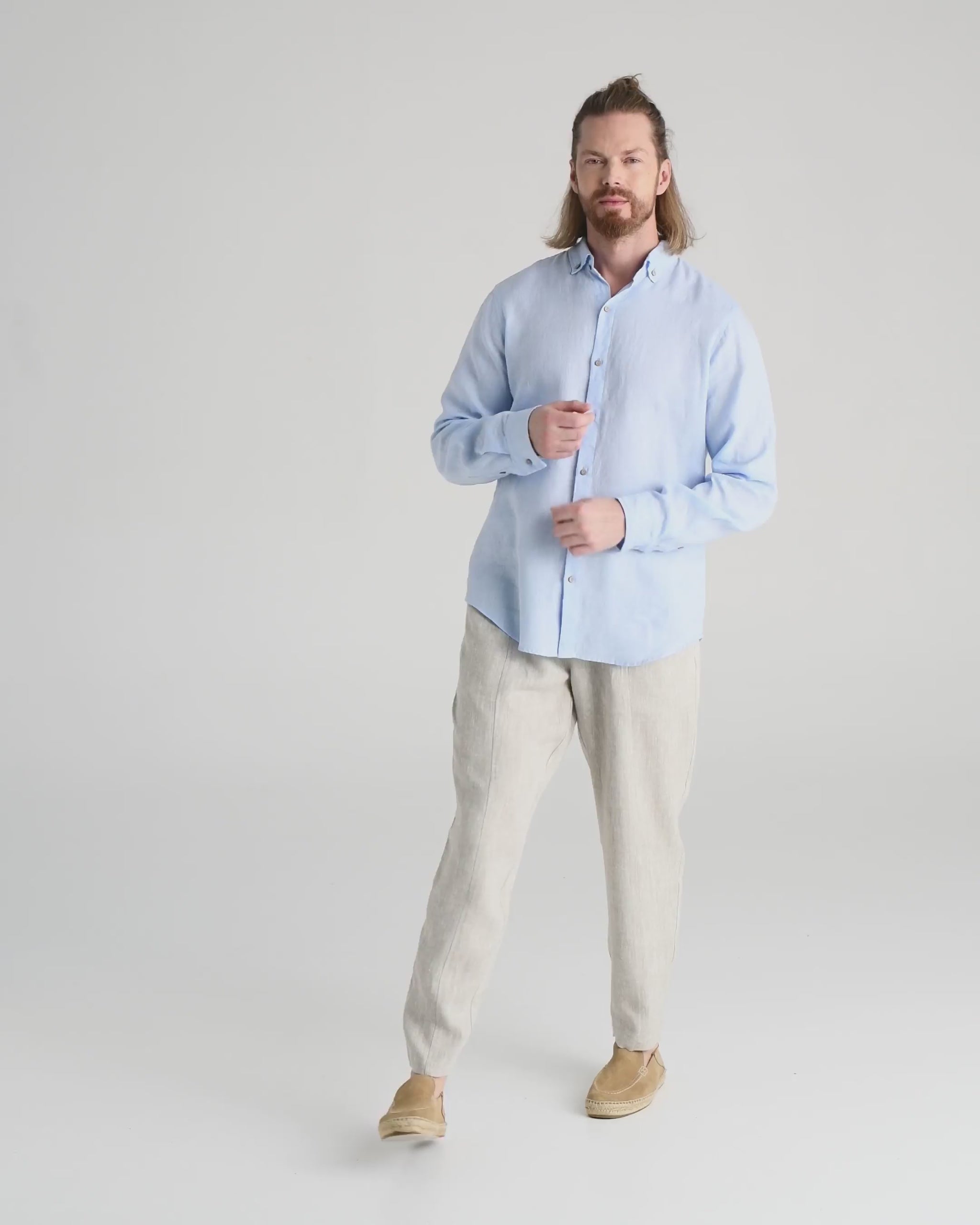 Men's linen shirt NEVADA in Sky blue - MagicLinen