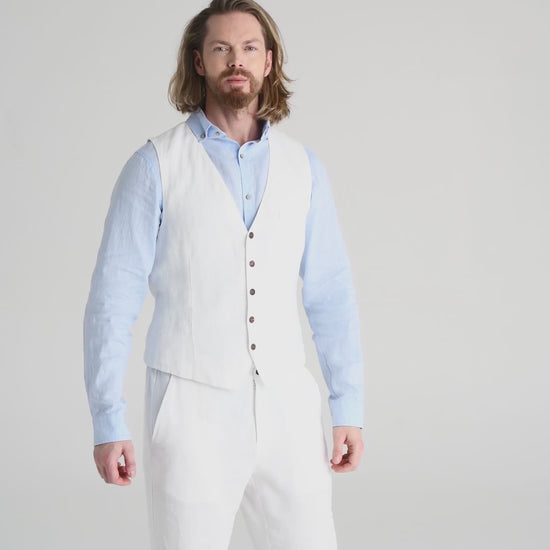 Men's linen vest HOLBOX in White - MagicLinen