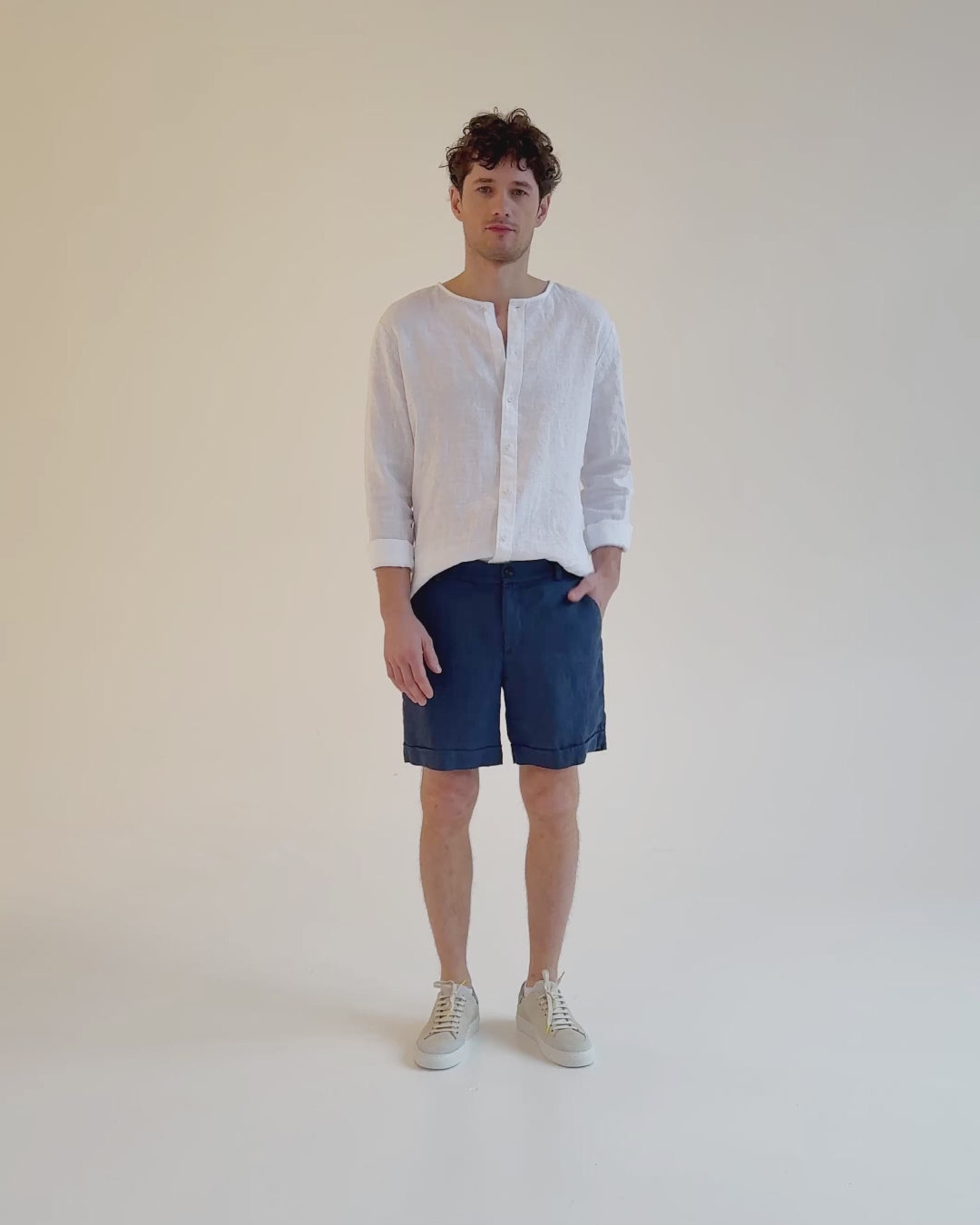 Men's Linen Shorts FAROE in Deep navy blue | MagicLinen