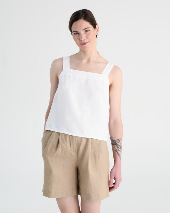 Linen tank top OLINDA in White | MagicLinen