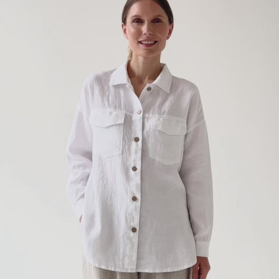 Oversized linen shirt SUMBA in White - MagicLinen