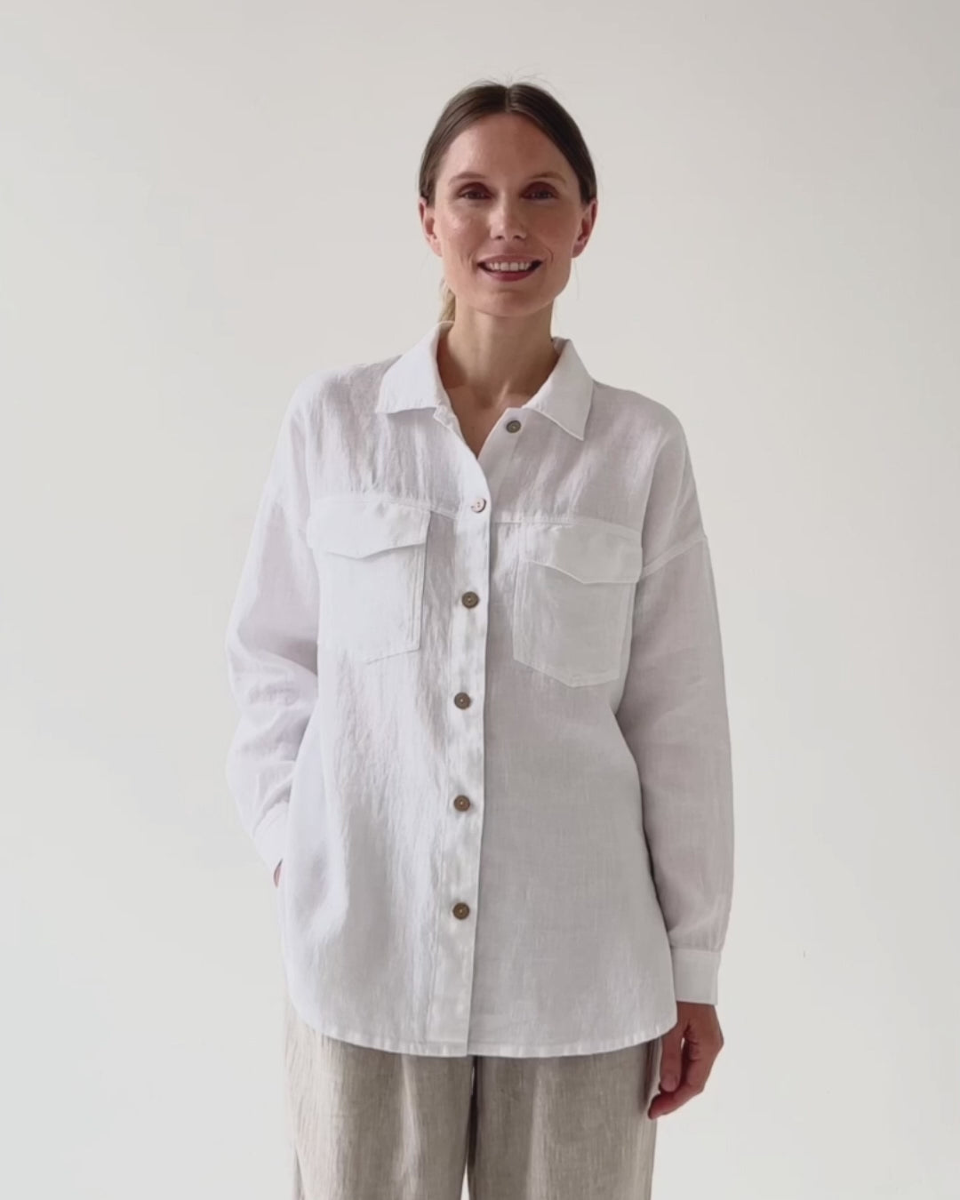 Oversized linen shirt SUMBA in White - MagicLinen