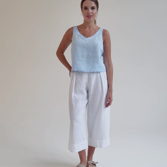 Sleeveless Linen Top DOURO in Vivid blue | MagicLinen