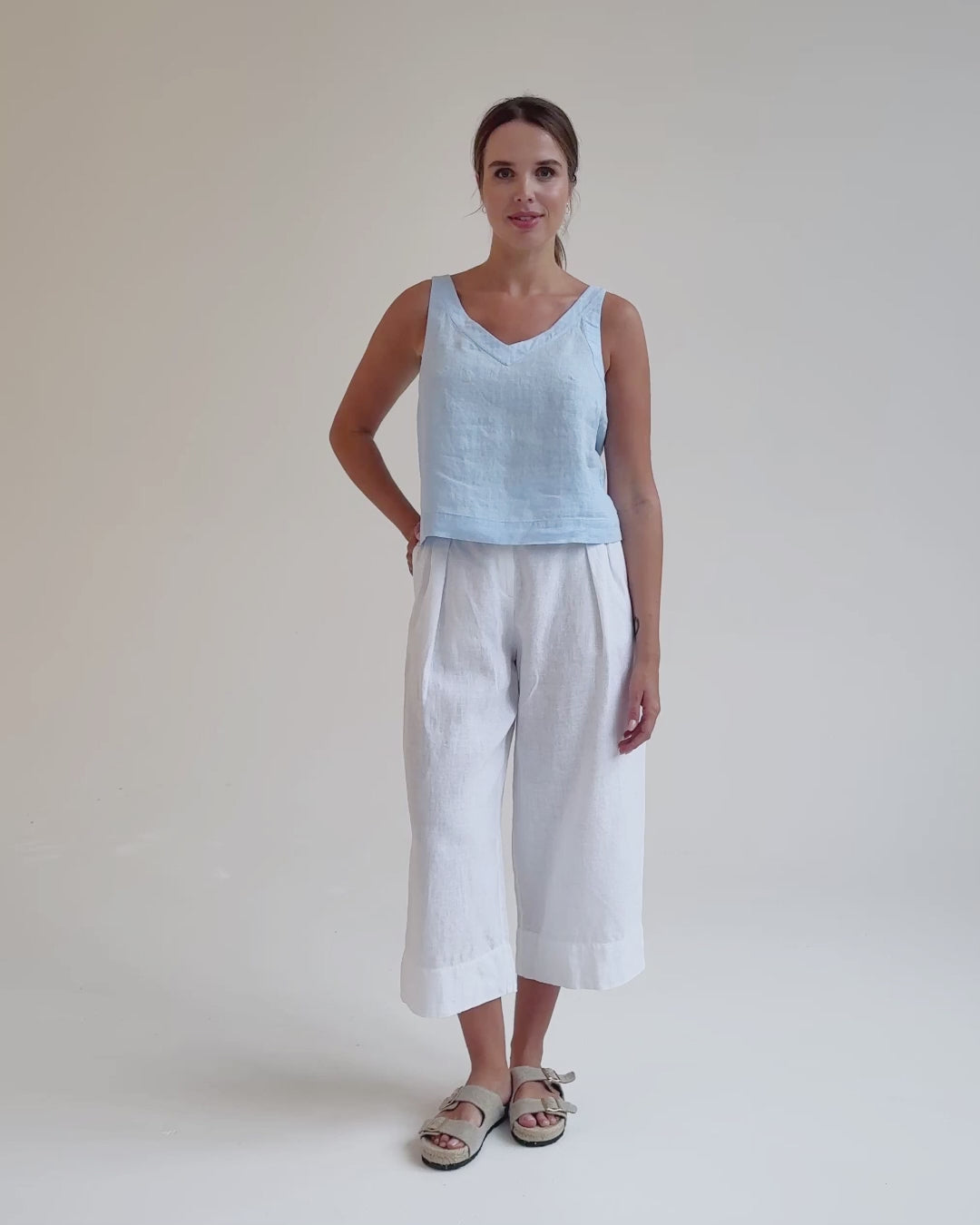 Sleeveless Linen Top DOURO in Vivid blue | MagicLinen