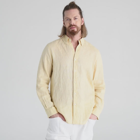 Men's classic linen shirt WENGEN in Cream - MagicLinen