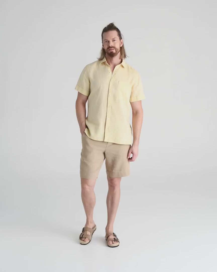 Men's classic linen shorts GLENCOE in Wheat - MagicLinen