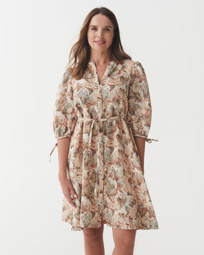 Puff Sleeve Linen Dress VILNIUS in Wilderness Bloom | MagicLinen modelBoxOn