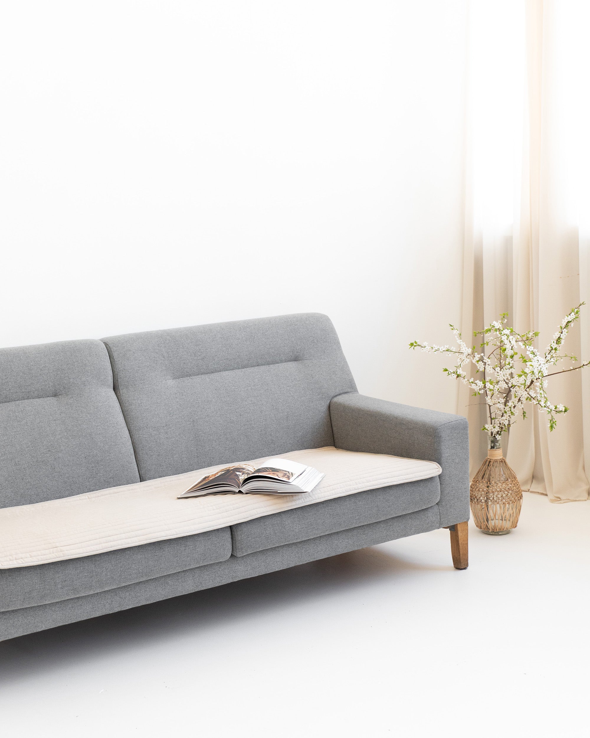 Linen Quilted Sofa Topper 100 Linen MagicLinen