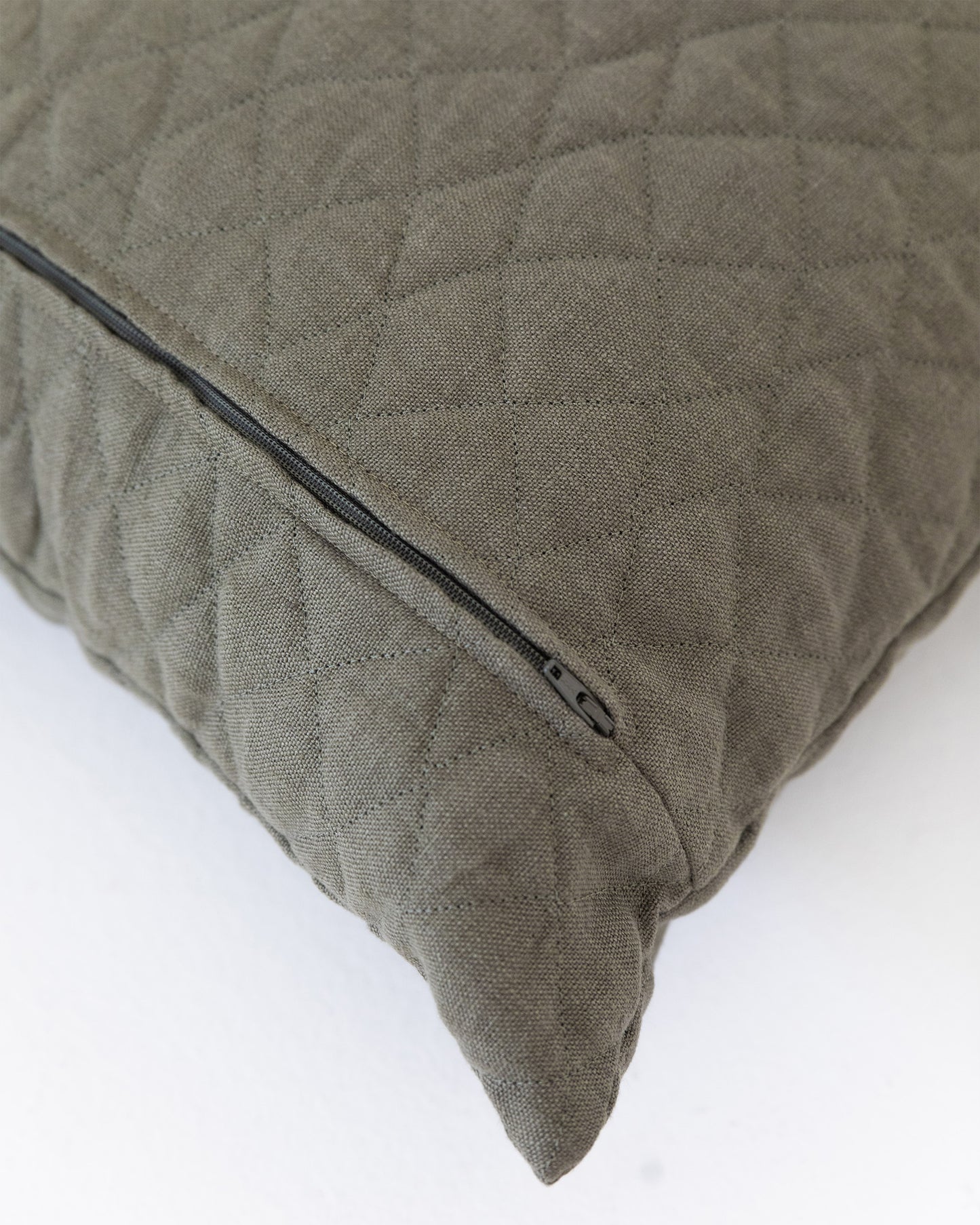 Quilted cushion cover in Dark green | MagicLinen