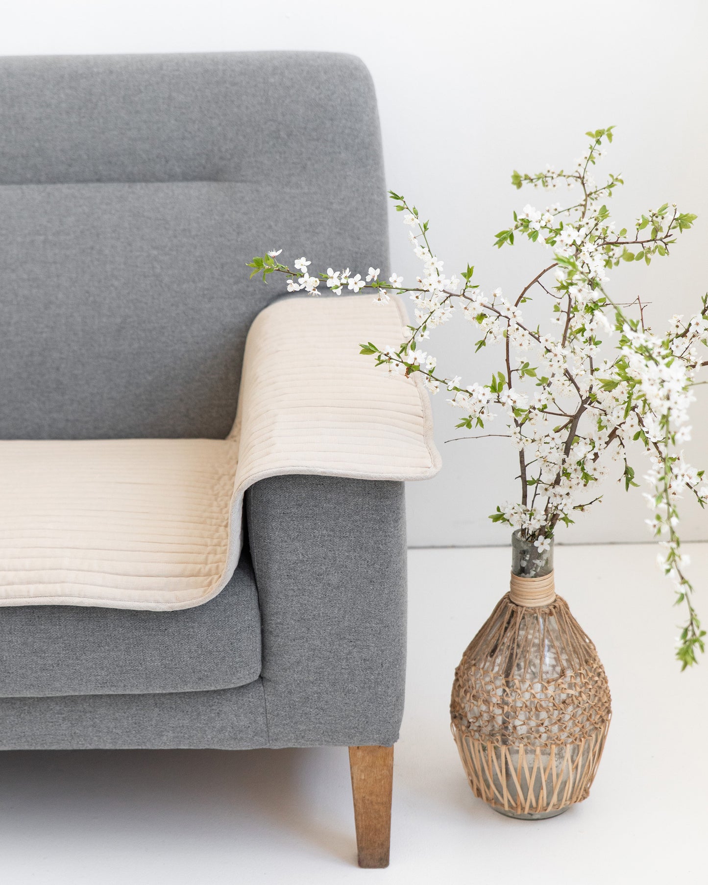 Linen Quilted Sofa Topper 100 Linen MagicLinen