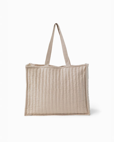 Linen quilted tote bag in Natural - MagicLinen