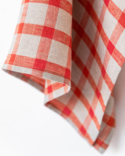 Linen tea towel in Red gingham - MagicLinen