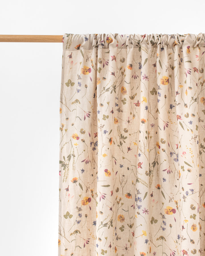 Rod Pocket Linen Curtain Panel in Botanical print | Magiclinen